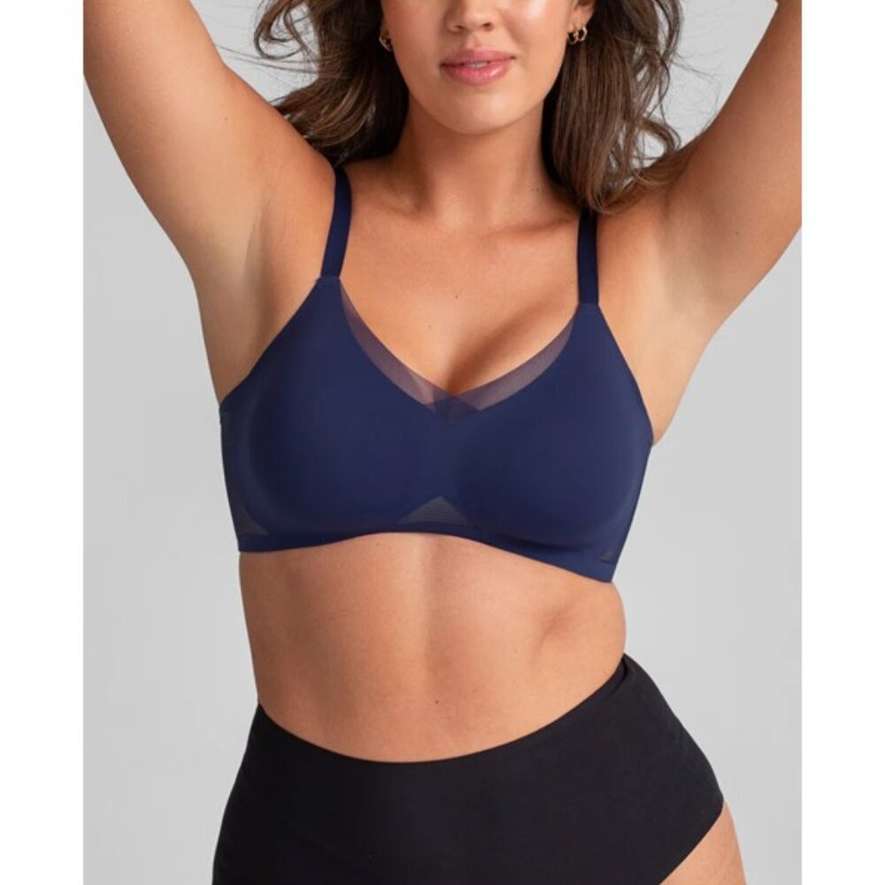 HoneyLove Crossover Bra Wireless Full Coverage Stretch Supportive Blue Size 1X